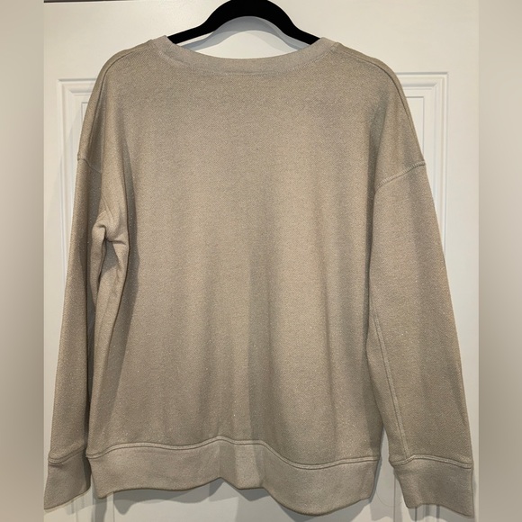 American Eagle Outfitters Cream and Gold Sparkle Crewneck sweatshirt size L - Picture 2 of 9